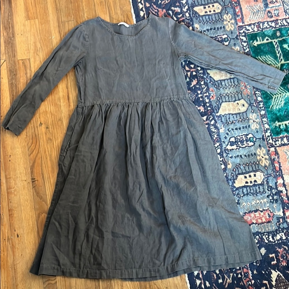 Linenfox Alice Dress Long Sleeve in Graphite Grey